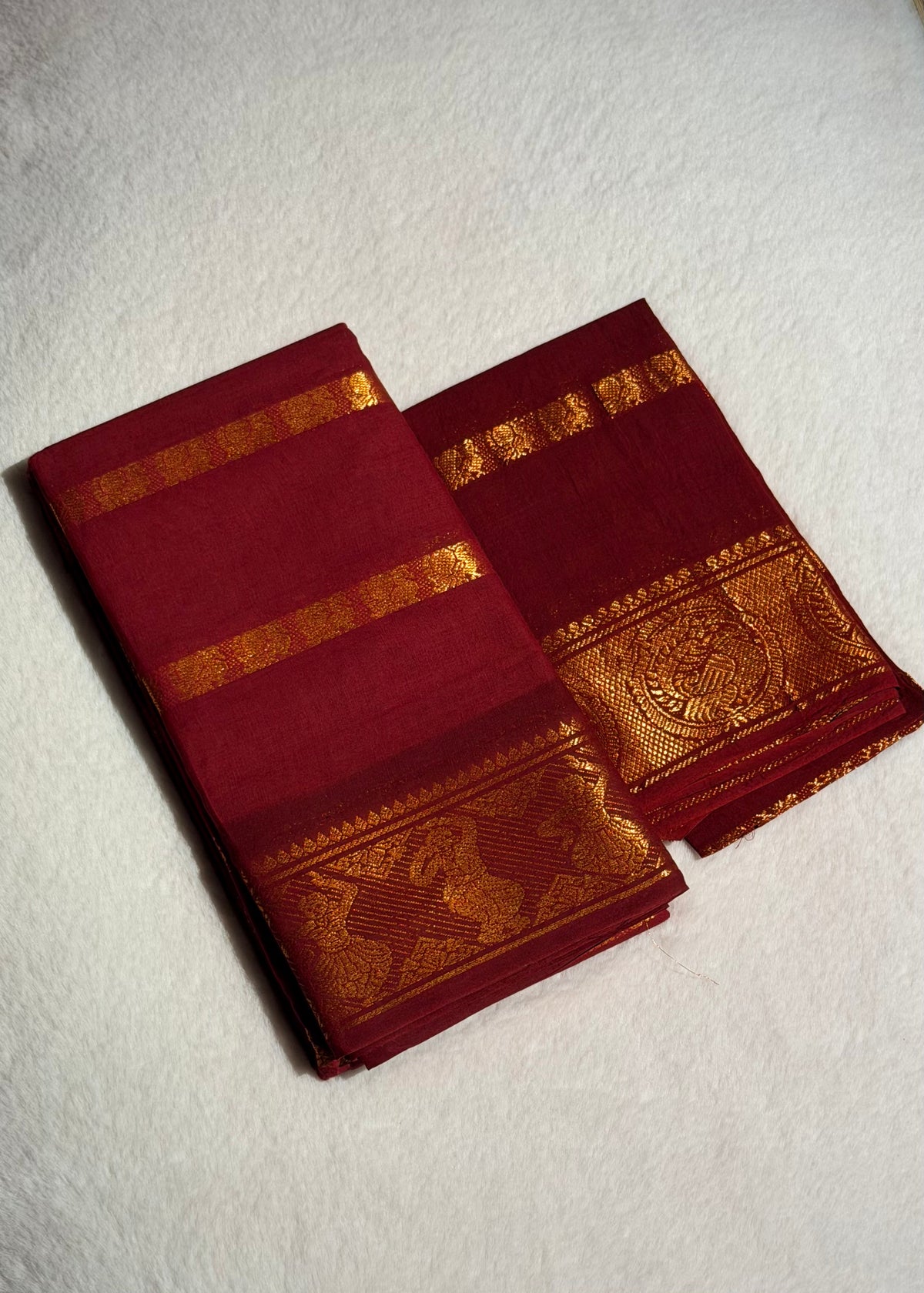 Traditional Madurai Sungudi Cotton Saree With Blouse Piece