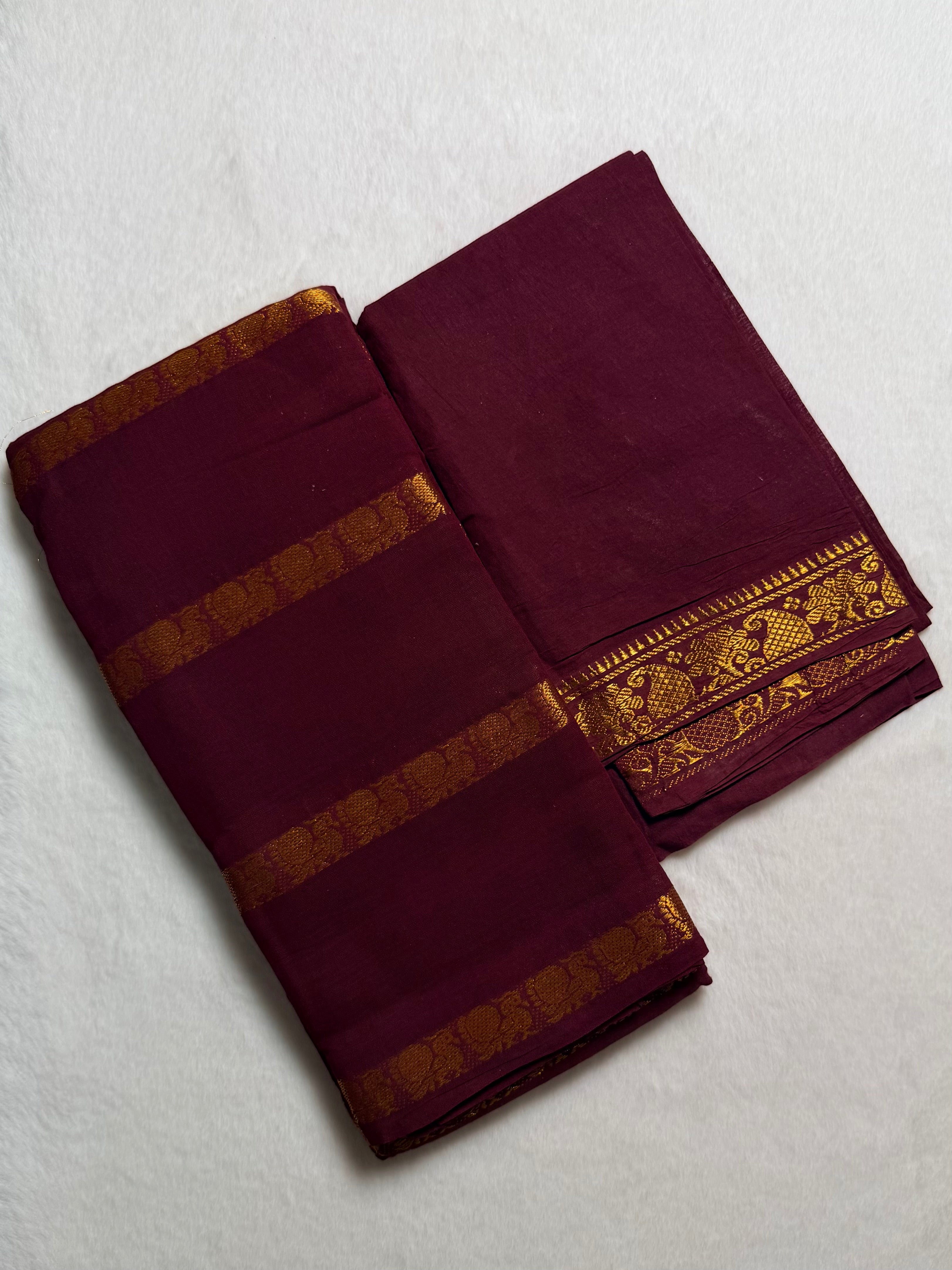 Traditional Madurai Sungudi Cotton Saree with Blouse Piece