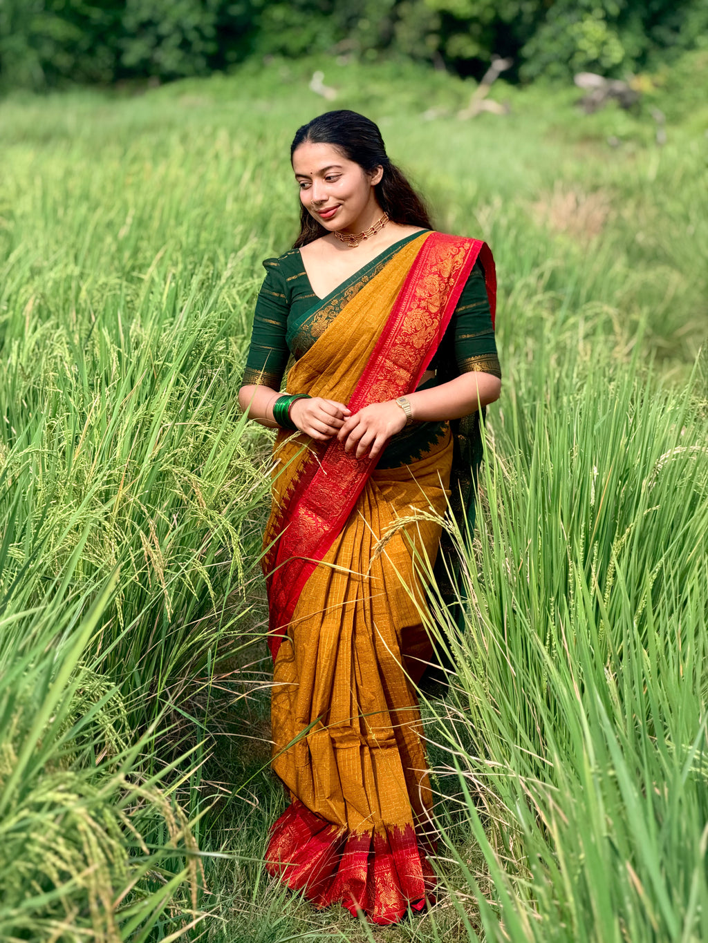 Traditional Madurai Sungudi Cotton Saree with Blouse Piece