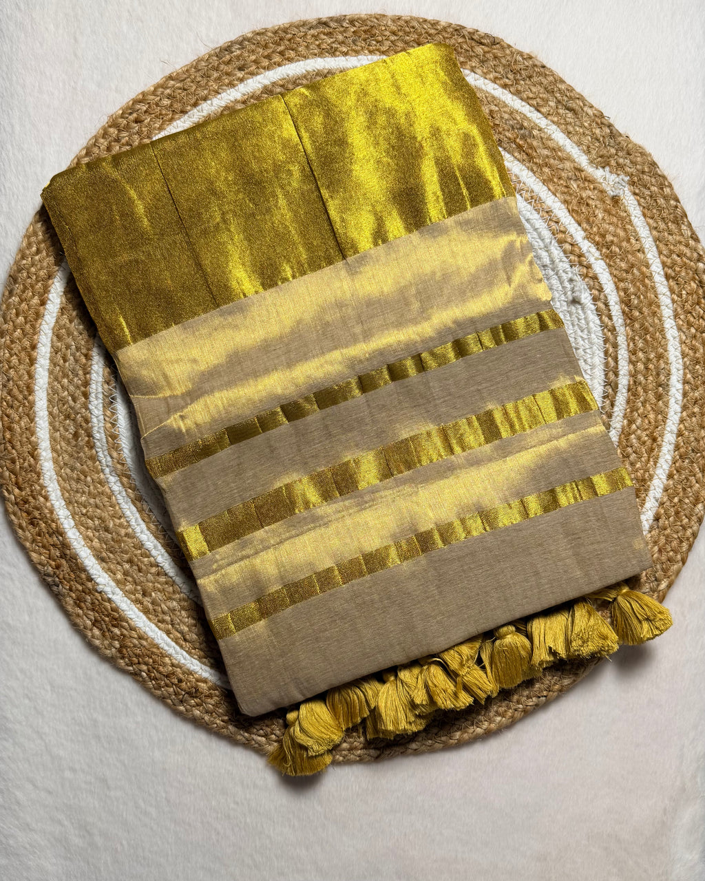 Golden Mul  Tissue Saree