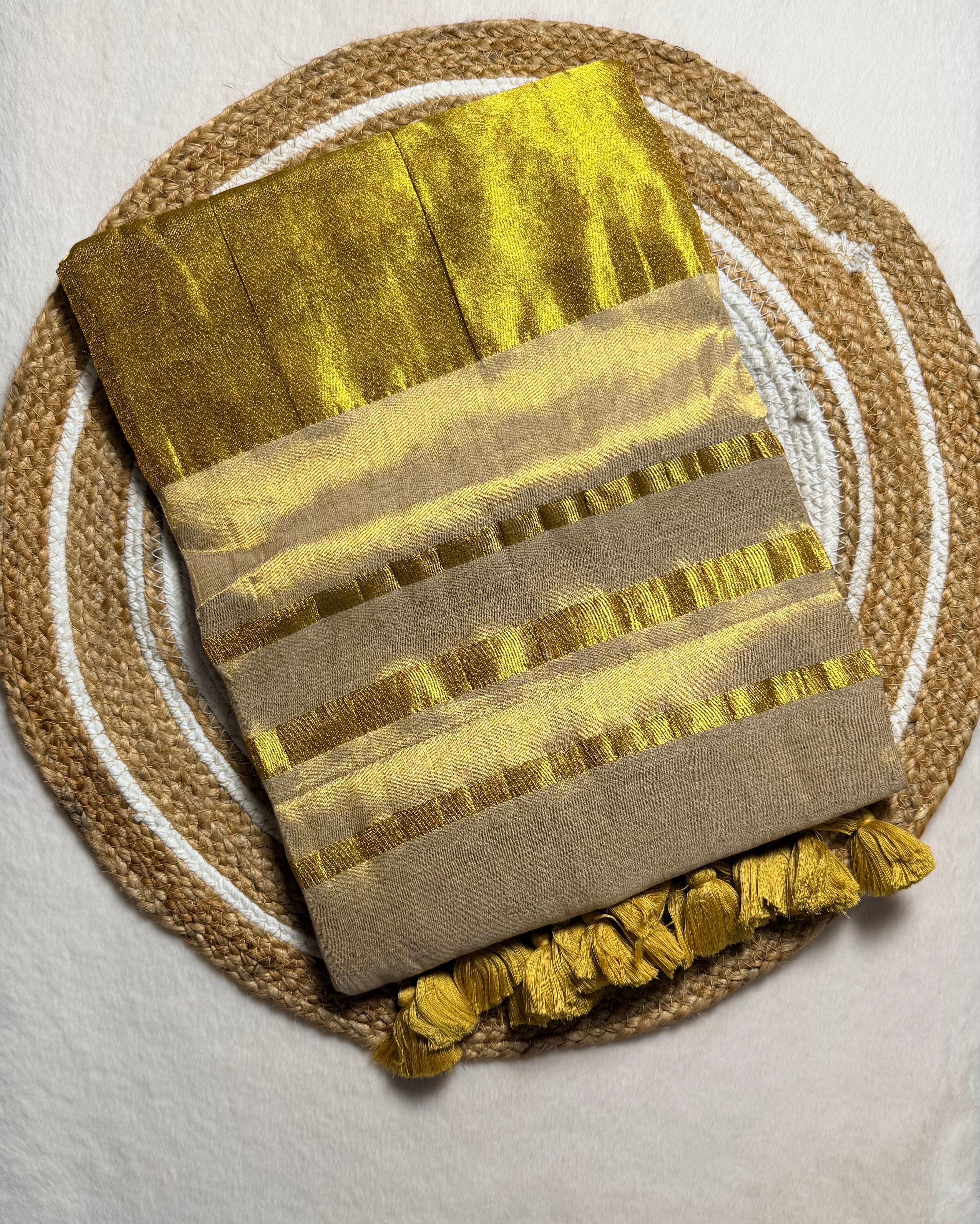 Golden Mul  Tissue Saree