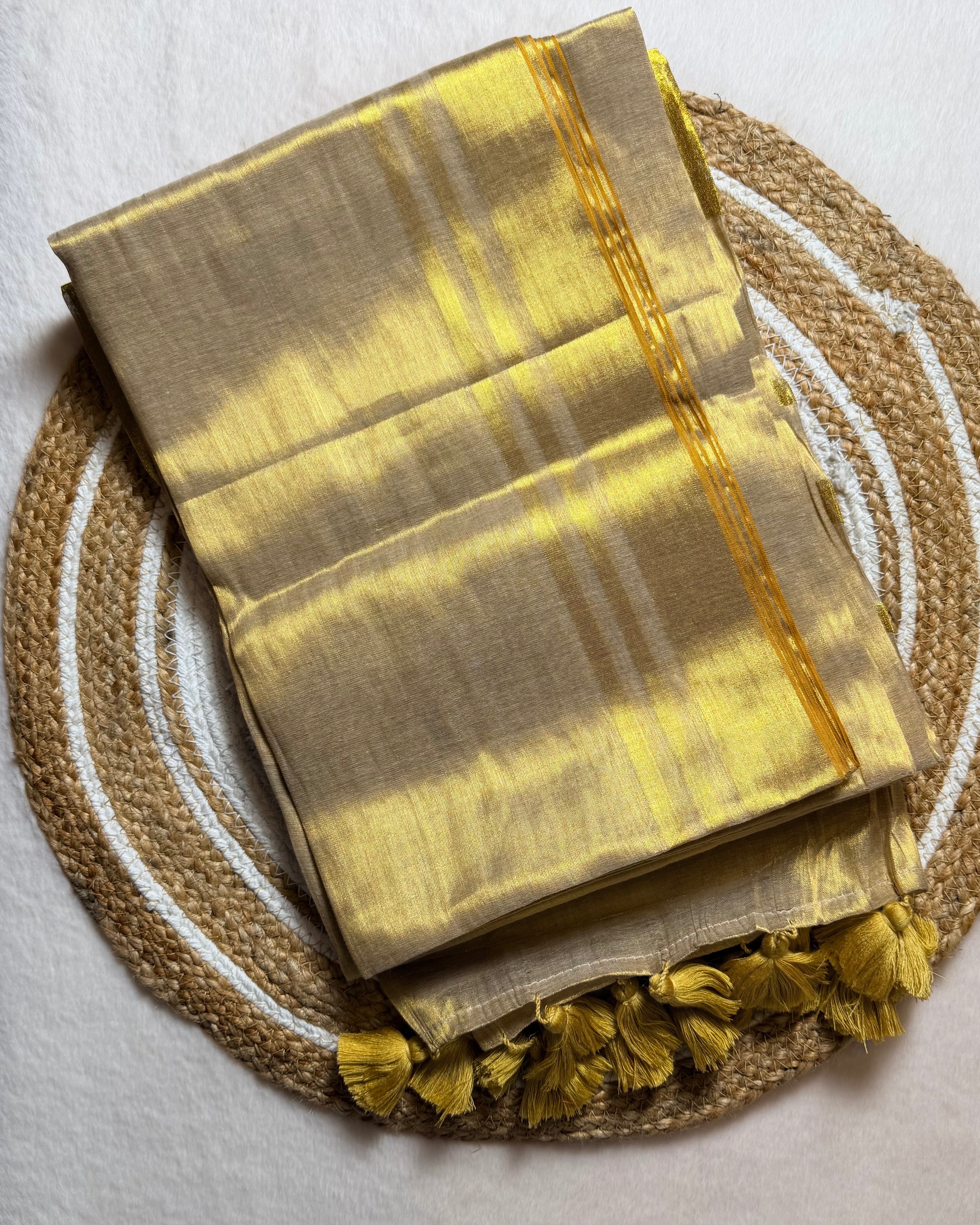 Golden Mul  Tissue Saree