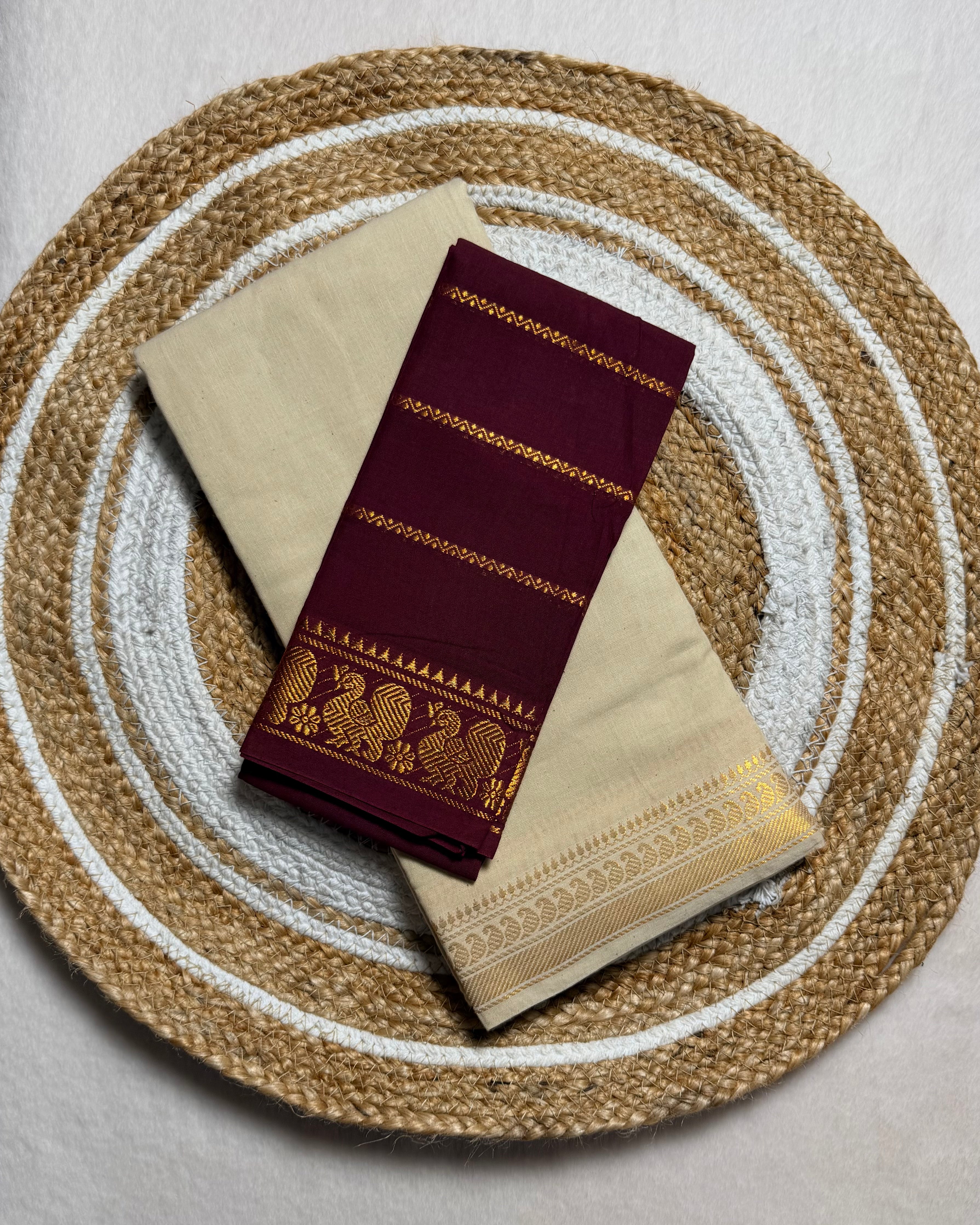 Traditional Madurai Sungudi Cotton Saree with Blouse Piece