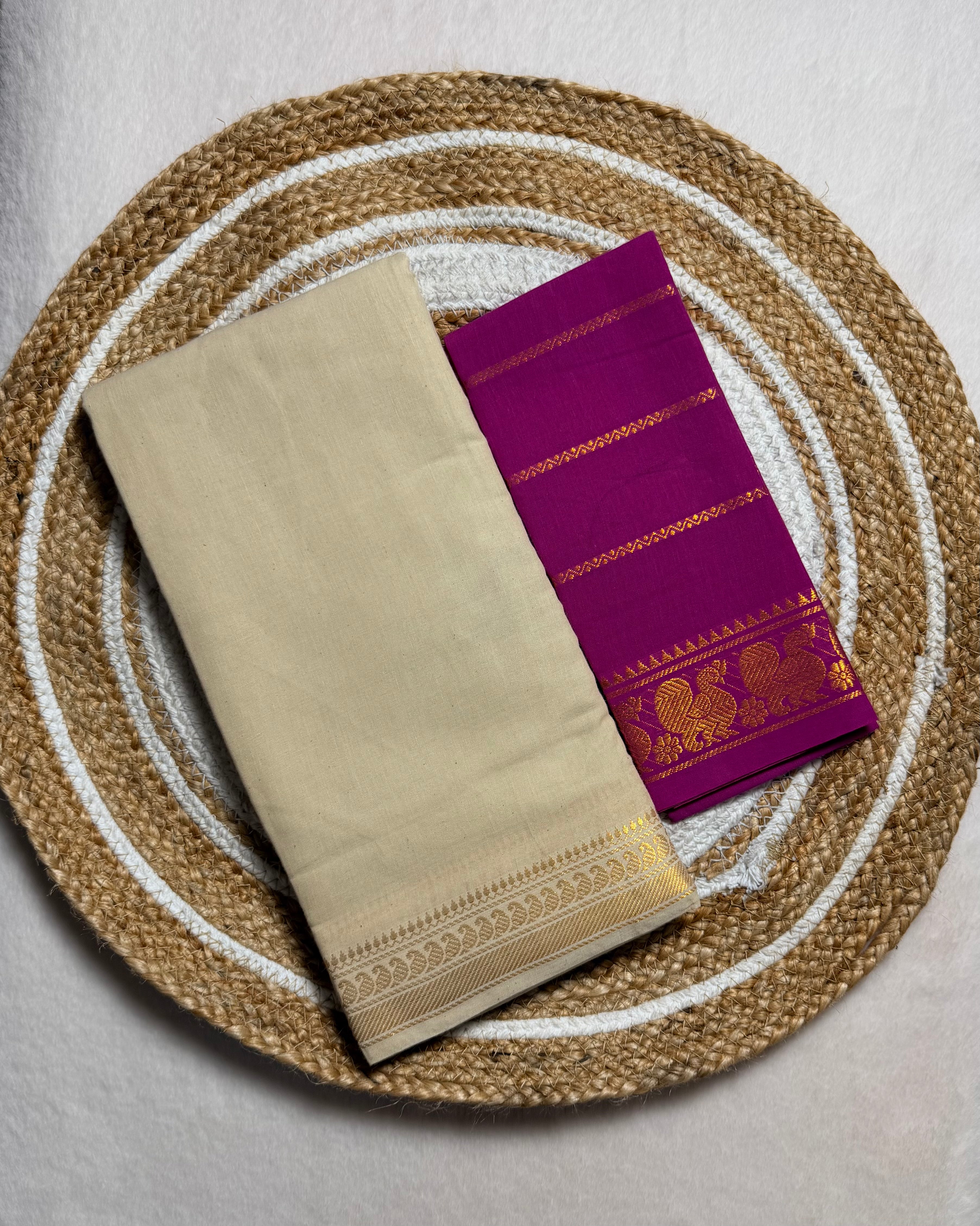 Traditional Madurai Sungudi Cotton Saree with Blouse Piece