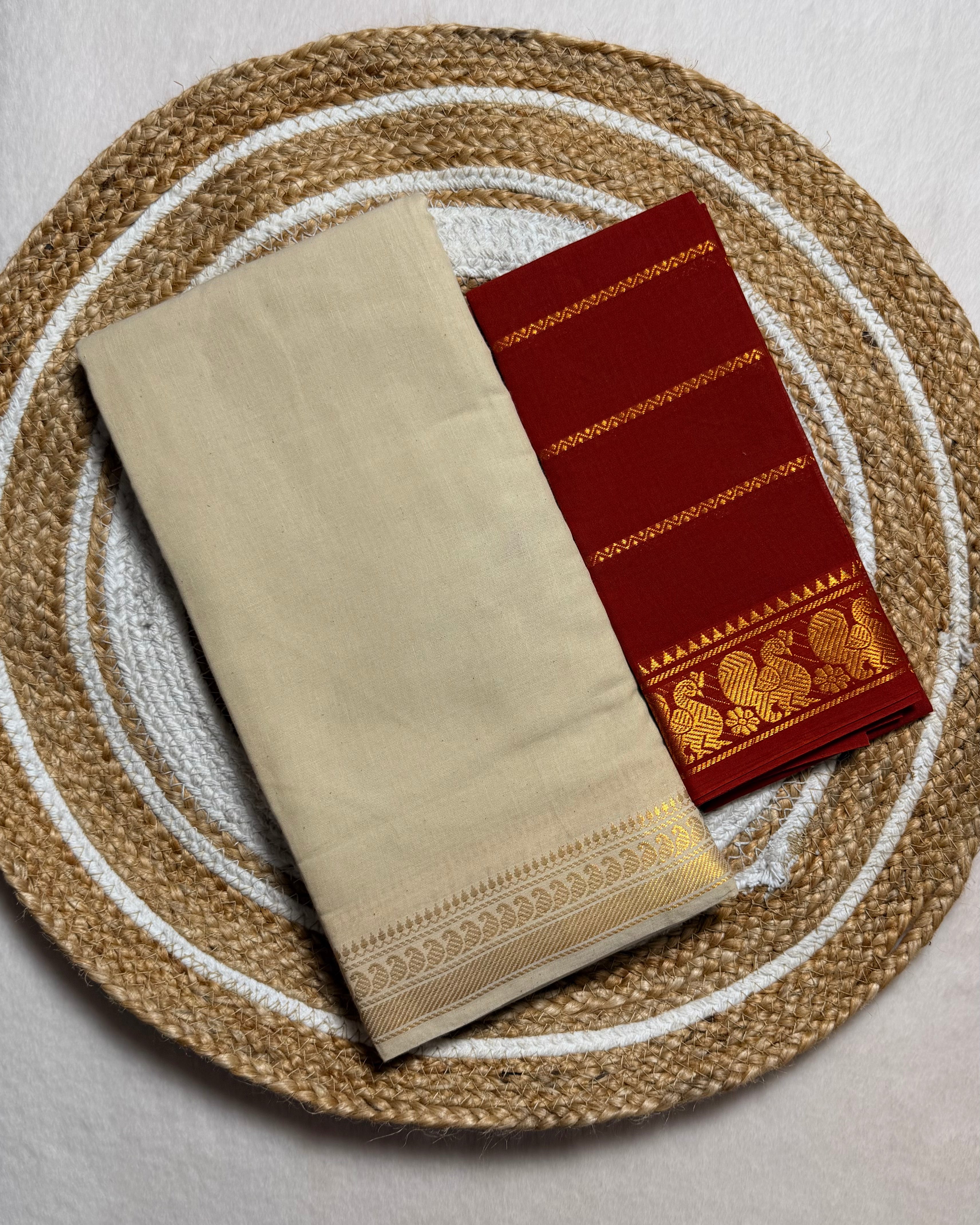 Traditional Madurai Sungudi Cotton Saree with Blouse Piece