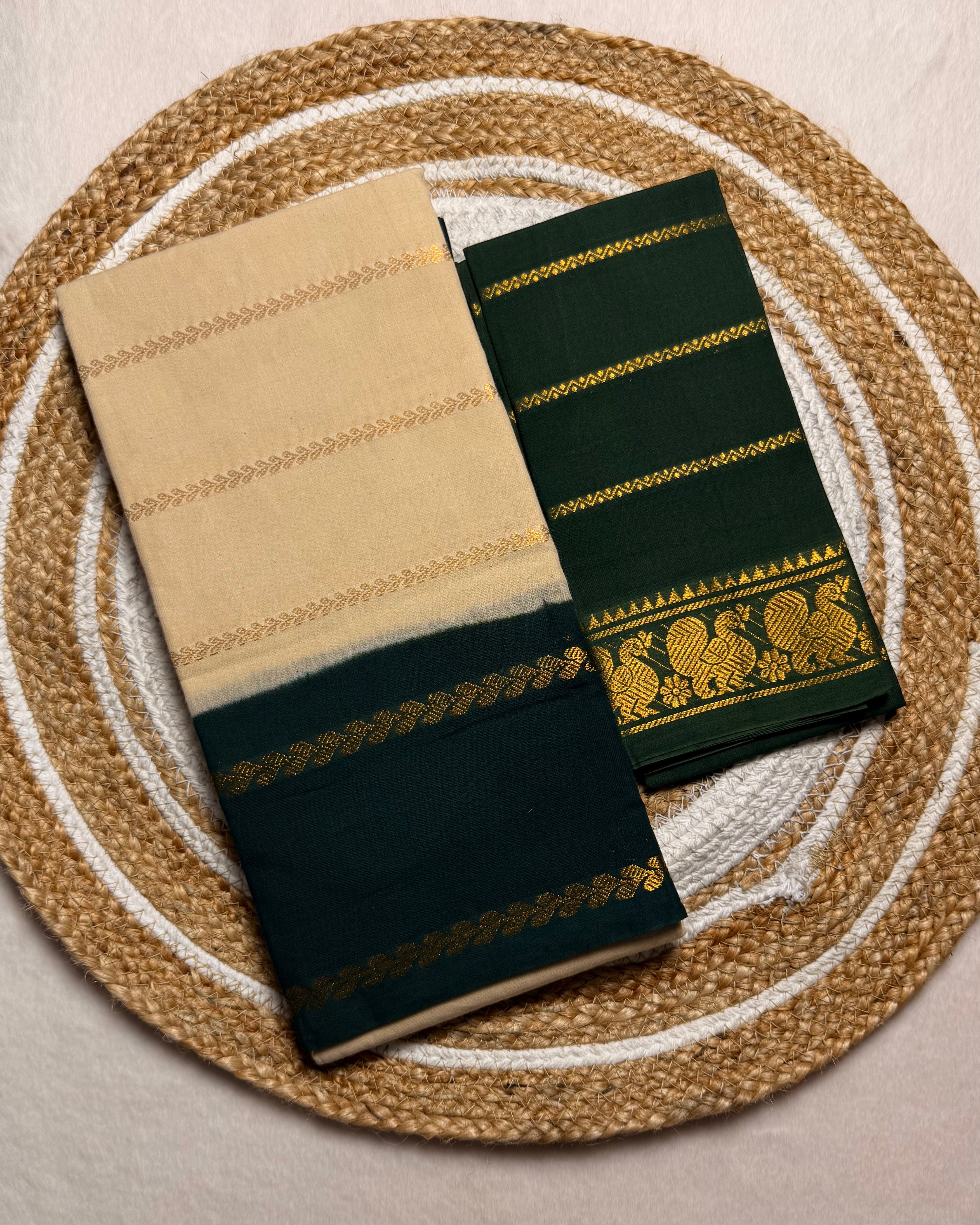 Traditional Madurai Sungudi Cotton Saree with Blouse Piece