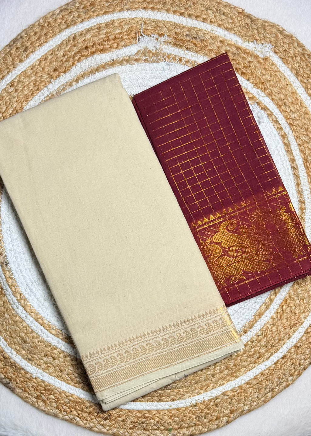 Traditional Madurai Sungudi Cotton Saree with Blouse Piece