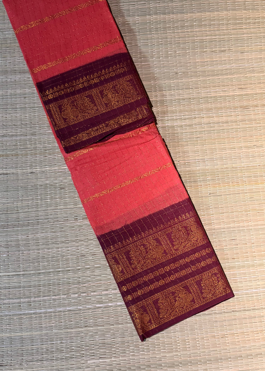 Traditional Madurai Sungudi Cotton Saree with Blouse Piece