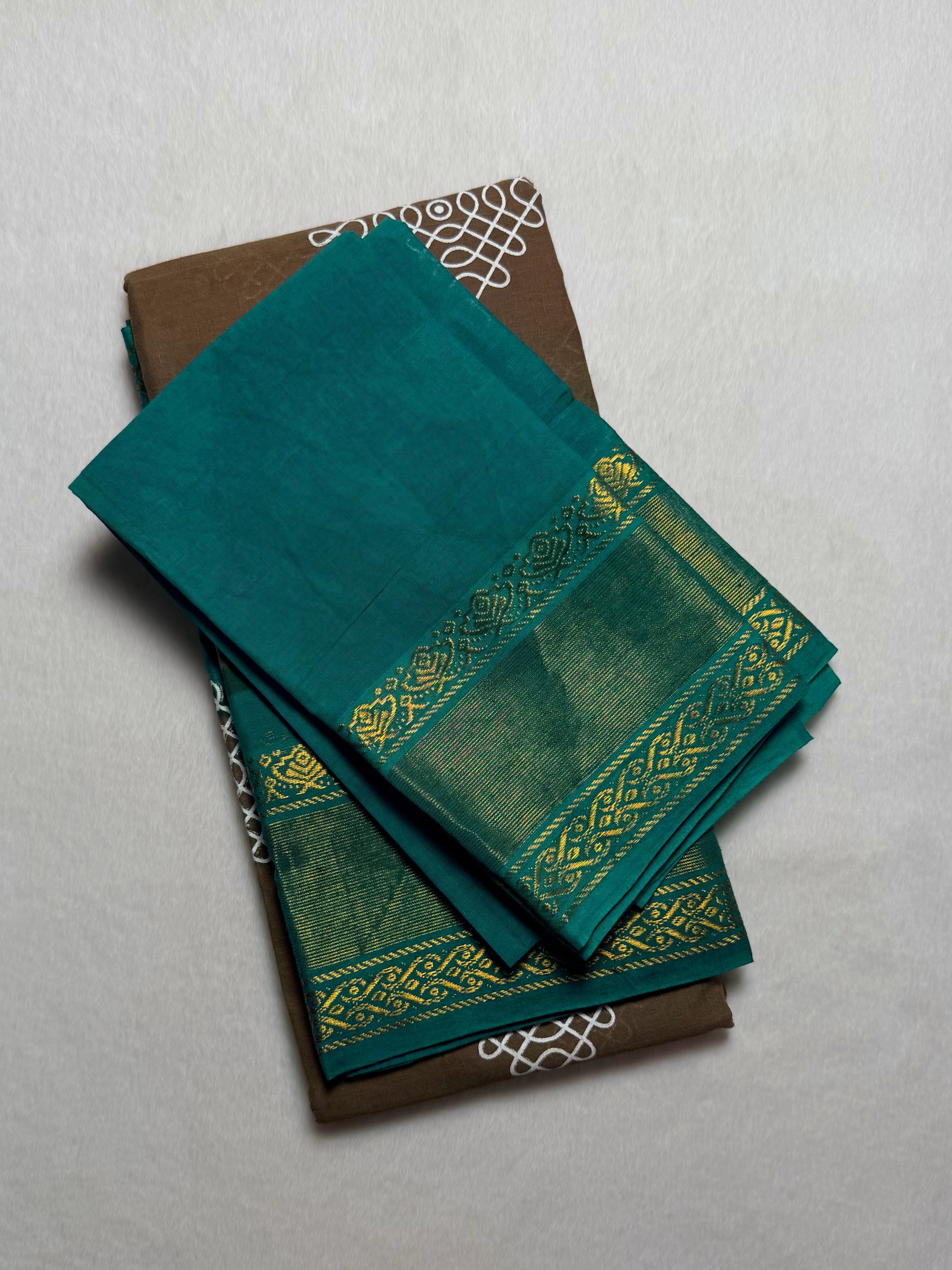 Traditional Kolam Madurai Sungudi Cotton Saree with Blouse Piece