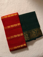Traditional Madurai Sungudi Cotton Saree with Blouse Piece