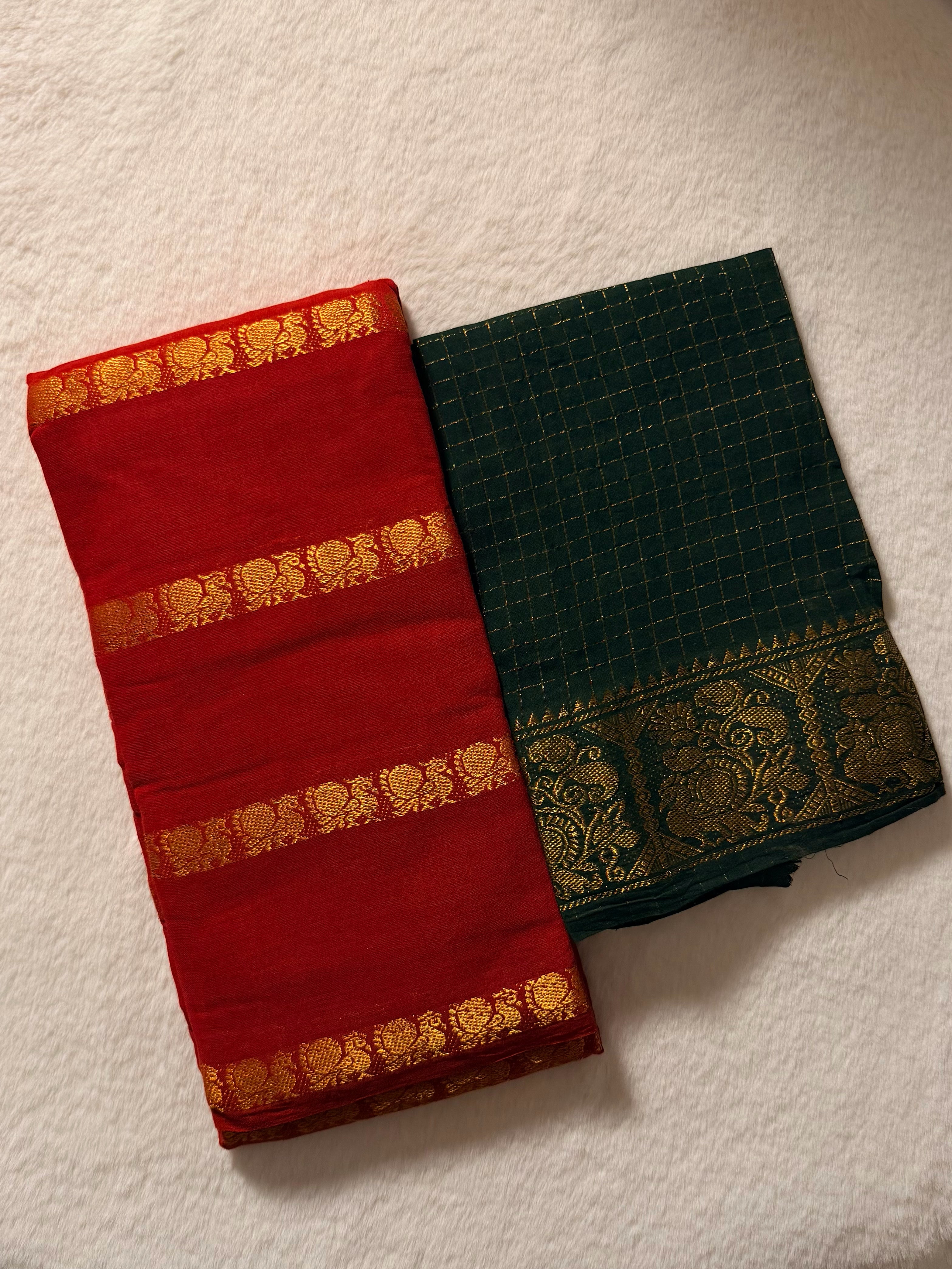 Traditional Madurai Sungudi Cotton Saree with Blouse Piece